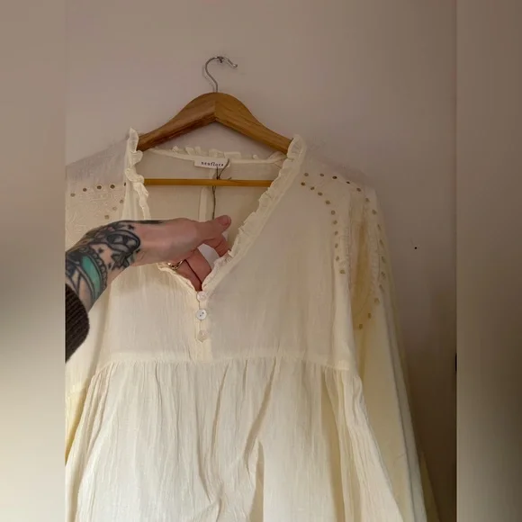 Neuflora Cotton Blouse in Ivory - Picture 5 of 8